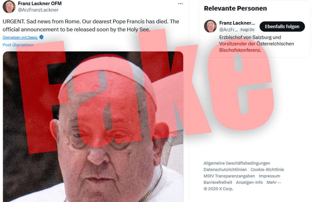Fake-Erzbischof verkündet Tod von Papst Franziskus